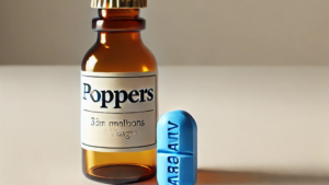 Discover the health risks of combining poppers and Viagra. This image highlights how this pairing is unsafe and how it can lead to serious medical complications.