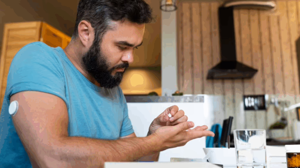 A gay person taking a methadone tablet.